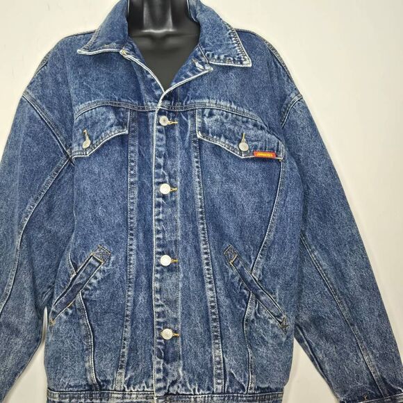 Vintage 80s Jordache Size Medium Classic Denim Jean Jacket Trucker Blue Retro - Picture 2 of 7